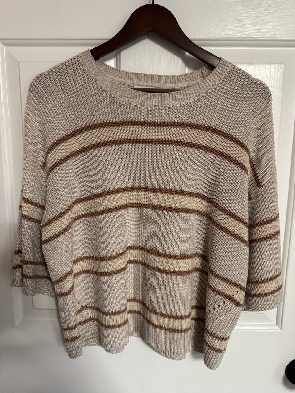 Gentle Fawn Cream Sweater with Brown Stripes